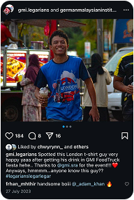 GMI Legarians Instagram post featuring a campus food stall